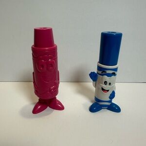 Colorful Crayon Character Sharpener set- Pink and Blue